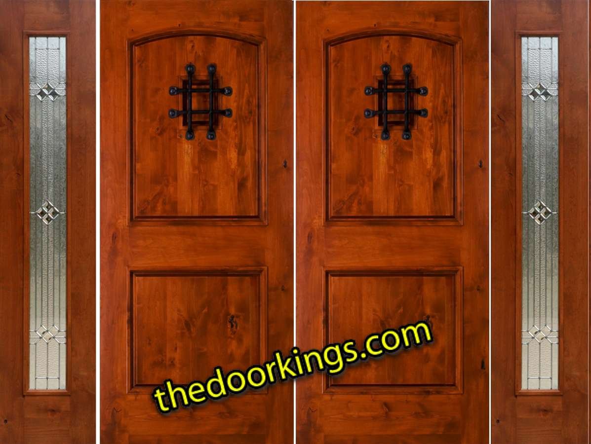 sw76 knotty alder double door with builder zinc sidelites